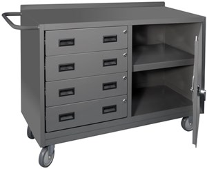 48"W Mobile Cabinet,4 Drawers & Locking Comp