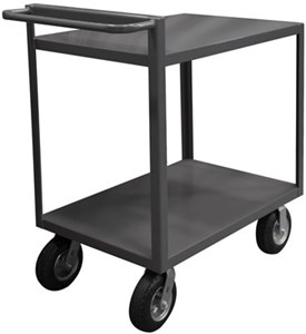 2 Shelf Stock Cart with Raised Handle, 1500 Cap