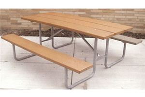 5' Recycled Plastic Table, Galvanized Frame