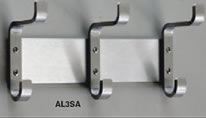Coat Hook Panel, 3 Double Hooks, Satin Aluminum