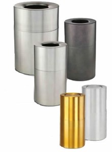 Aluminum Flip Top Container,Satin Brass,18 Gal Cap