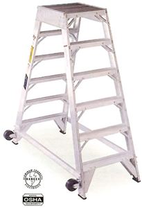 6 ft Platform, Aluminum Twin Front Rolling Ladder