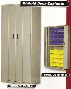 Bi Fold Door Cabinet with Bins