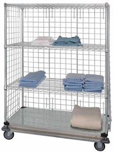 Dolly Base Cart w/Shelf & Encl Panels,24x48x70