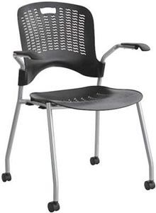 Plastic Stack Chair w/Arms & Casters (Qty of 2)