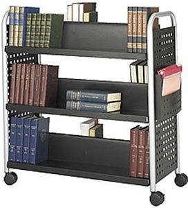Double Sided 6 Shelf Book Cart, Black