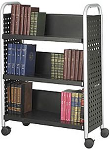 Single Sided 3 Shelf Book Cart, Black