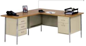 Putty/Oak "L" Shaped Desk