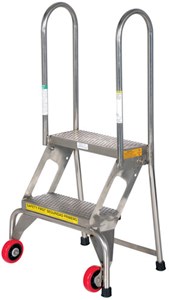 2-Step Stainless Steel Folding Ladders-350 lb Cap