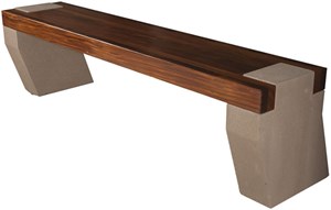 Bench with Concrete Legs and Afromosia Wood Seat